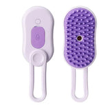 Purple and white pet nail grinder tool with textured grip and loop handle, front and back view