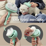 Person brushing white cat with mint green pet grooming brush, showing easy hair removal